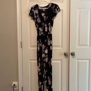 Floral Black and Pink Jumpsuit